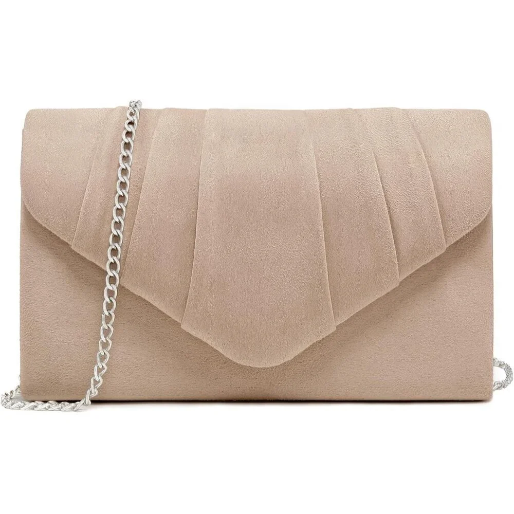 Women's Velvet Evening Clutch Purse Faux Suede Bridal Party Handbag